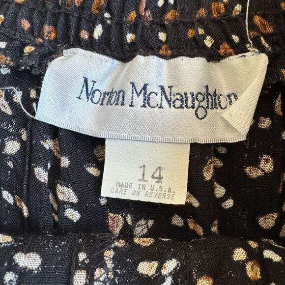 Vintage 80s Norton McNaughton Ditsy Floral Bomber Pants Size 10 Brown Black - Picture 7 of 8